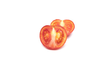 Cut tomato on a white background
