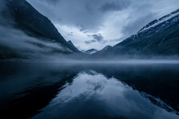 Foggy norwegian landscape
