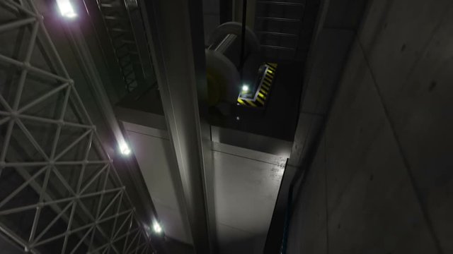 upping elevator lift view inside elevator shaft technology and industrial concept footage 