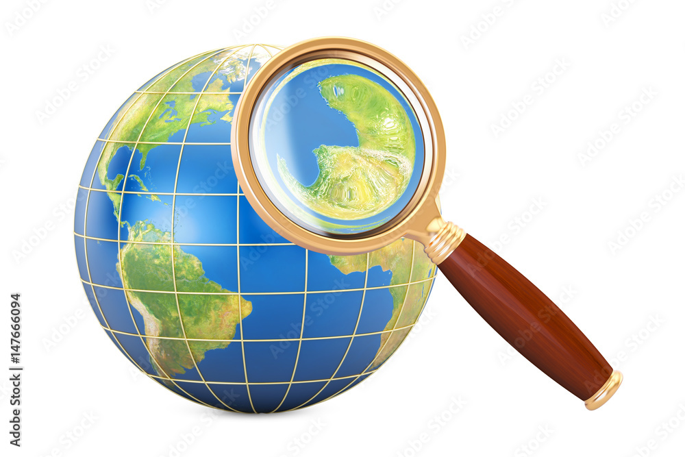 Poster global search concept, 3d rendering