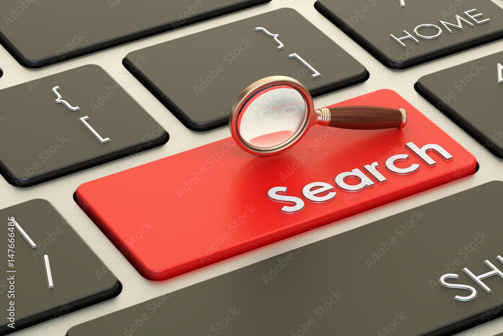 Poster search keyboard button, 3d rendering