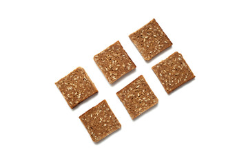 Black sliced toast bread on white background
