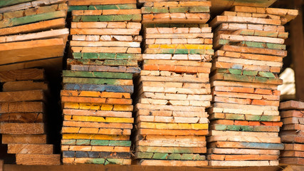 Colorful wooden stacked, Wooden pallets