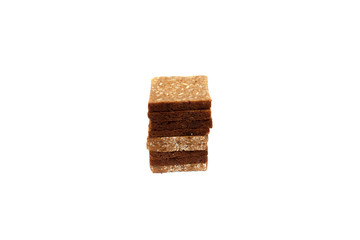 Black sliced toast bread on white background
