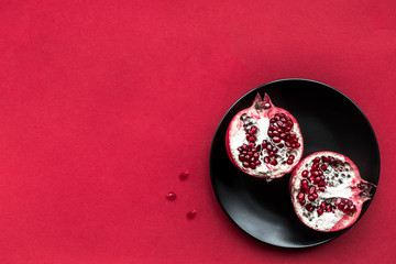 red color set with food top view mock up