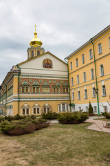 Fototapeta na wymiar SERGIEV POSAD, RUSSIA - APRIL 26, 2017: Architecture of the ensemble of orthodox buildings of the Holy Trinity Saint-Sergius Lavra 