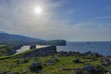 Fototapeta na wymiar Walking along the Buelna coast in Asturias