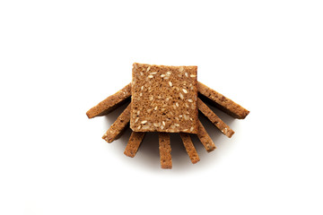 Black sliced toast bread on white background
