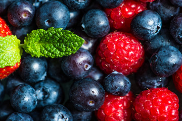 Variety of Fresh Berries such as Blueberries, Raspberries and Strawberries