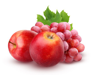 red Apple and grapes isolated on white background © Masquerade