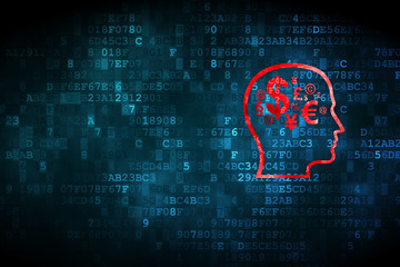 Marketing concept: Head With Finance Symbol on digital background