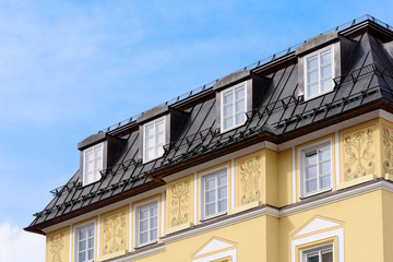 Obraz premium Schönes altes Haus in der Altstadt von Füssen, Bayern, Deutschland