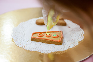 The process of making shortbread manually apply the glaze