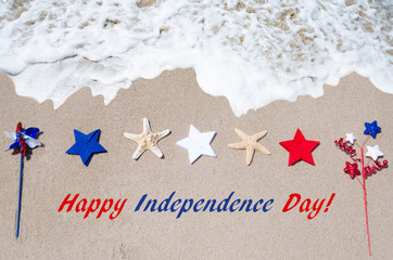 Independence Day USA background with starfishes and stars