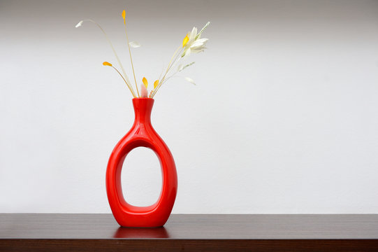 Beautiful And Modern Vase On The Shelf