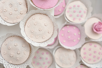 Beautiful and delicious cup cakes on holiday