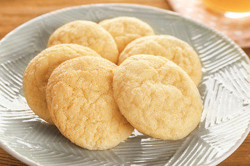Tasty cookies on plate, closeup