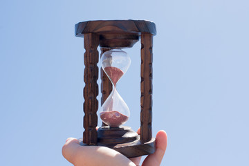 Hourglass in wooden frame