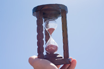 Hourglass in wooden frame