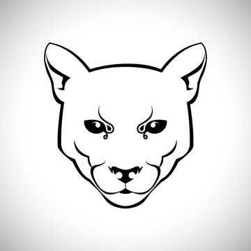 Wildcat black and white vector illustration