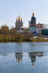 Novodevichy convent, view from the Bolshoi Novodevichy pond. Moscow, Russia