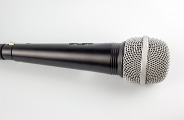 Microphone with a wire isolated on white background. professional microphone for studio.
