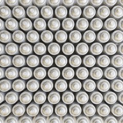 Aerial Perspective of Blank White Aerosol Cans