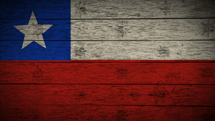 Flag of Chile painted on old wood boards