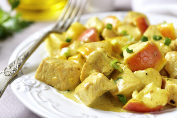 Chicken stewed with apple.