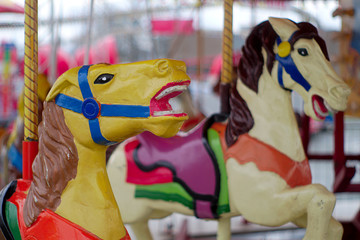 merry-go-round carrousel antique horses painted colors
