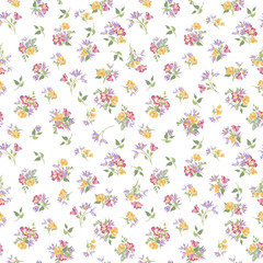 Floral seamless pattern. Flower bouquet garden ornamental background.