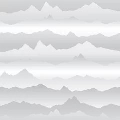 Fototapete Berge Abstrakter wellenförmiger Bergskylinehintergrund. Nahtloses Muster des Naturlandschaftswinters