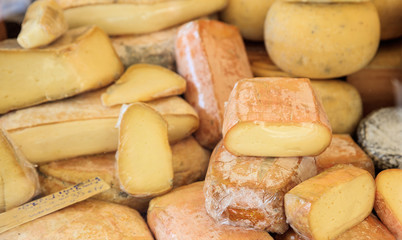 Various types of cheese- full background