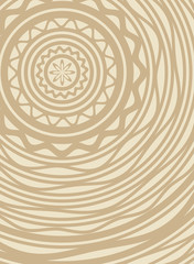 Abstract vector background with lace circular ornament in beige tones