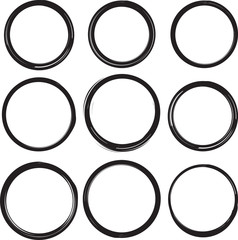 Set of nine vector templates for rubber stamps