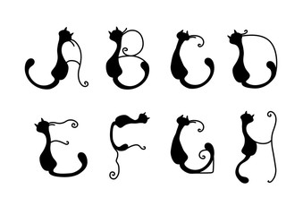 Cat alphabet vector a-h