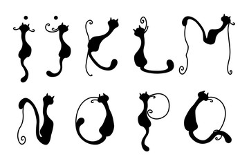 Cat alphabet vector i-q