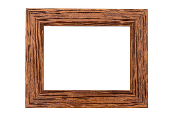 Wooden picture frame on white background