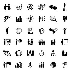  Universal business strategy icons set. Vector.