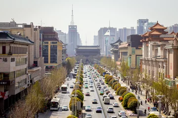Fotobehang Wegverkeer in een Chinese stad © Olivier Tabary