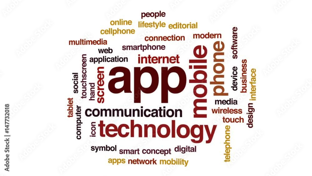 Poster app animated word cloud, text design animation.
