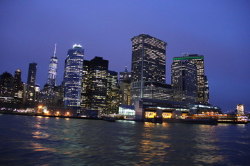 Downtown New York skyline at dawn