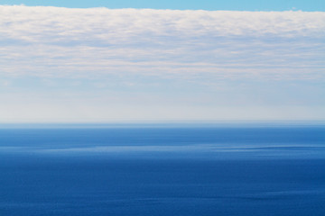 Rippled sea and cloudy sky.