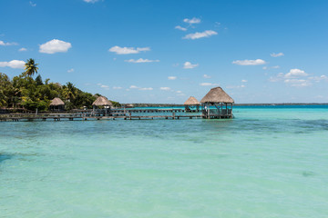 Pier on the lake in Bacalar, Mexico