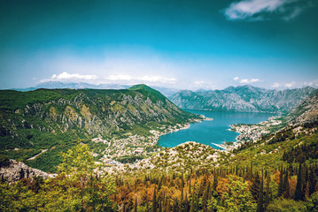 Fototapeta na wymiar View of Boka Kotorska bay in Montenegro