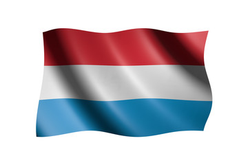 Fototapeta na wymiar Flag of Luxembourg isolated on white, 3d illustration