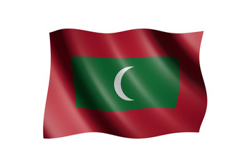 Flag of Maldives isolated on white, 3d illustration