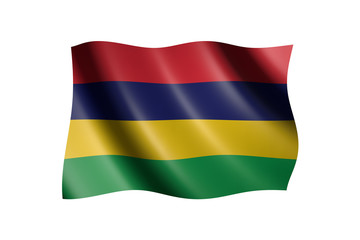Flag of Mauritius isolated on white, 3d illustration