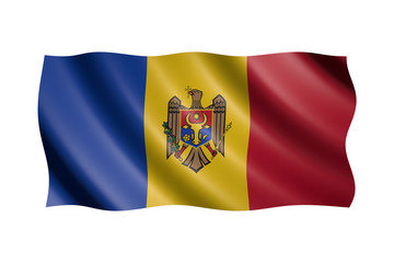 Flag of Moldova isolated on white, 3d illustration