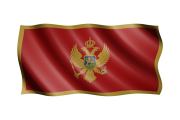 Flag of Montenegro isolated on white, 3d illustration